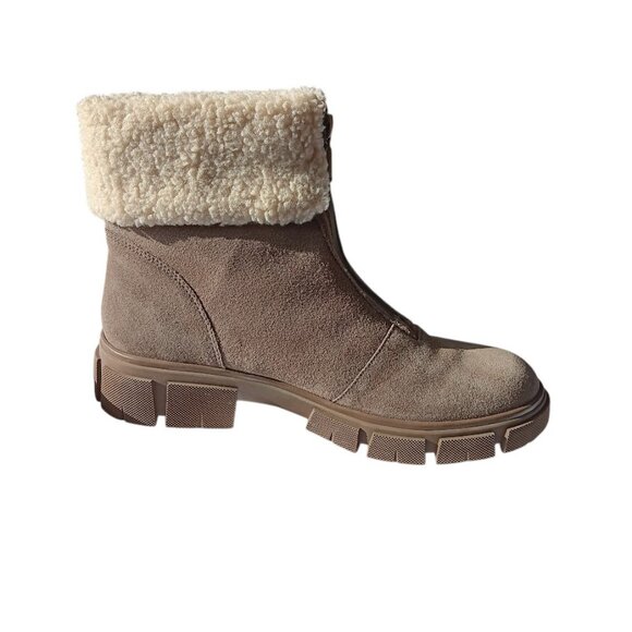 Blondo Waterproof Suede Ankle Boots Women’s Size 9 Taupe Shearling Lined Winter - Picture 5 of 13